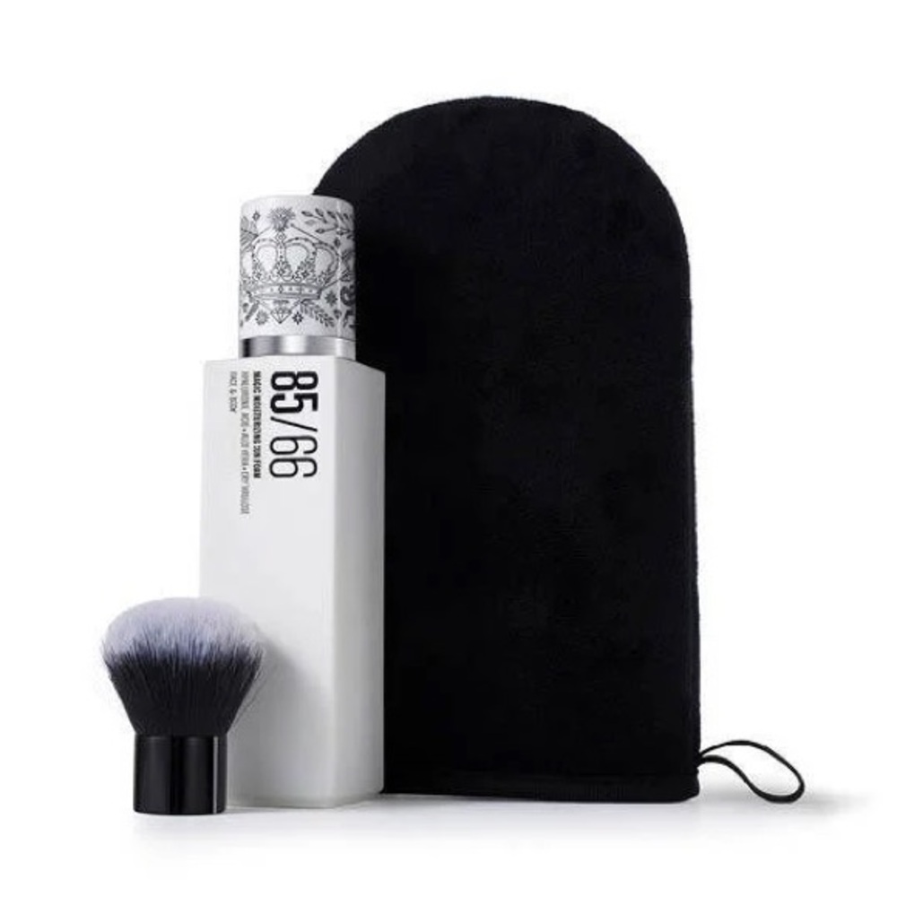 IL MAKIAGE 85/66 Magic Moisturizing Sun Foam Tan NEW Face Kabuki Brush Mitt
